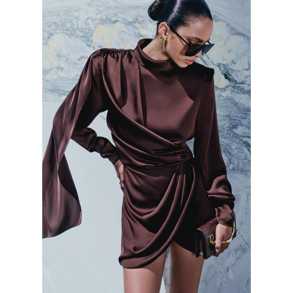 Ronny Kobo Bianca Dress in Chocolate Brown Size XS